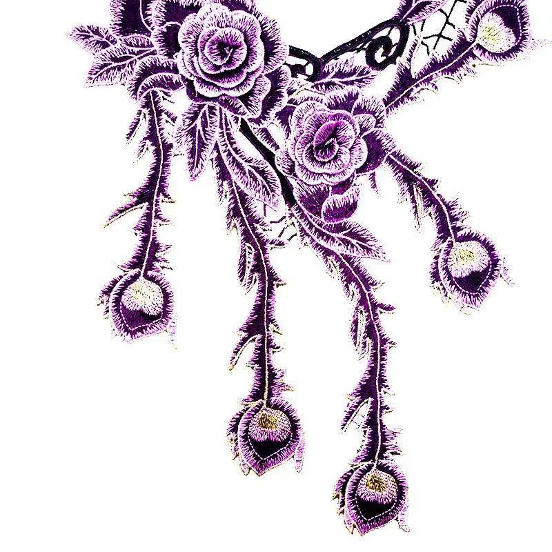 Handmade Water-soluble Lace Corsage,Heavy-work Yarn-dyed Embroidered Collar Flower,3D Hollow Colorful,DIY Lace Accessories