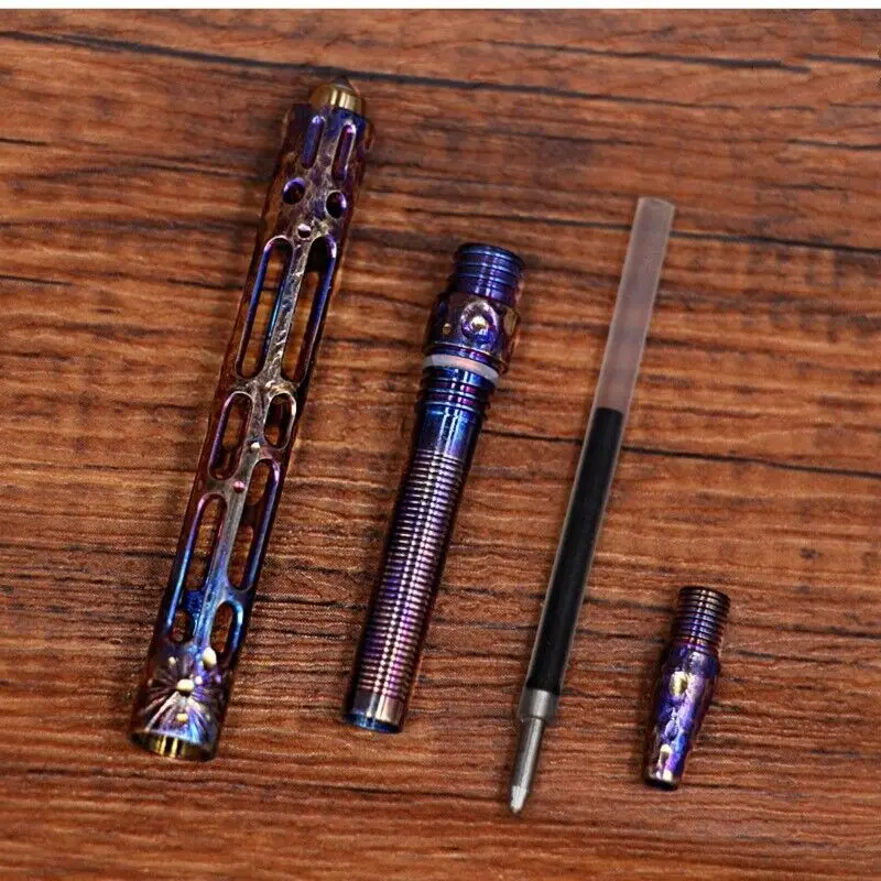 1PC Handmade Titanium Alloy Ballpoint Pen EDC Signature Writing Pocket Collectible Pen Gift