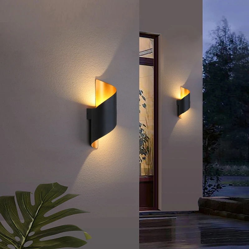 Lámpara de pared LED IP65 impermeable Luz de pared exterior diseño moderno en espiral luces interiores nórdicas candelabro Lámpara para decoración