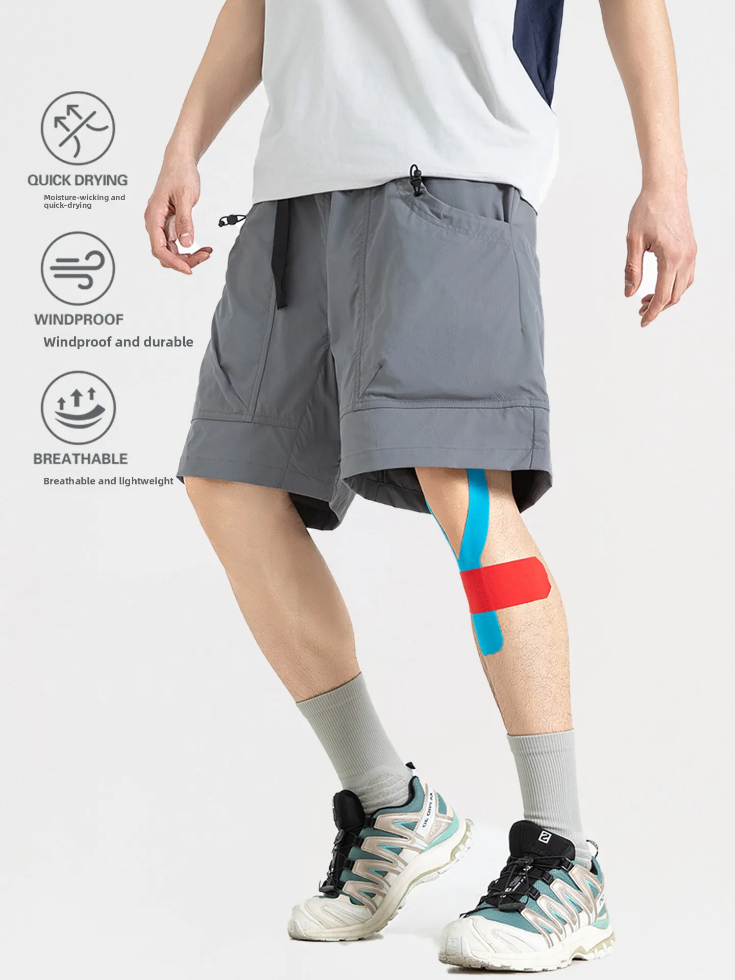 

Легкие быстросохнущие уличные рабочие брюки для мужчин, повседневные, длиной до колена, ветрозащитные, дышащие, летние, новинка