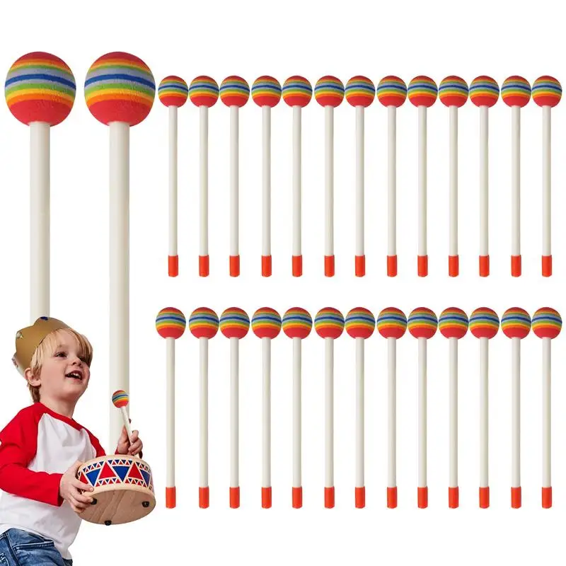 Kids Drumsticks 28PCS Musical Instruments Rhythm Sticks Soft Rainbow Lollipop Drumsticks Colorful Musical Toy Percussion