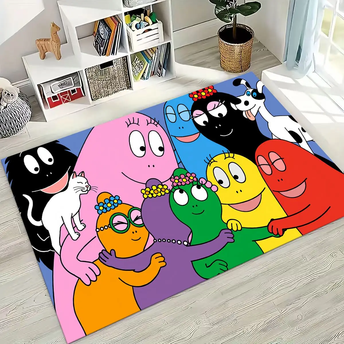 Cartoon Les Barbapapa Barbamama Family Rug for Bedroom Living Room Sofa Home Doormat Decor, Large Kids Play Non-slip Floor Mat