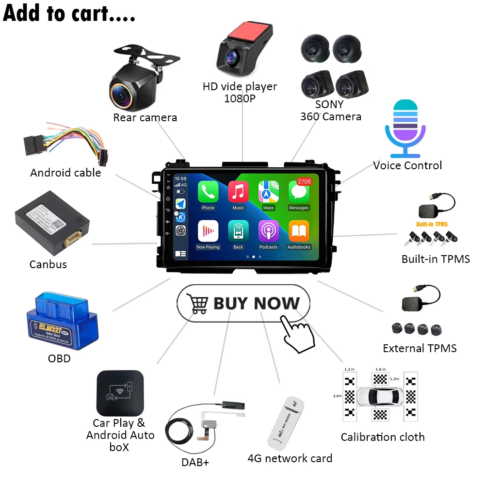Android 16 For  Honda Vezel HR V HRV XRV 2015 2016 2017 2018 2019 2020 Car Radio Multimedia Video Player Carplay Touch Screen