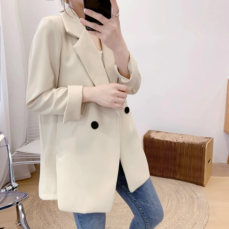 2023 Frauen schicke Büro Dame Zweireiher Blazer Vintage Mantel Mode Herbst Langarm Damen Anzug Oberbekleidung stilvolle Tops