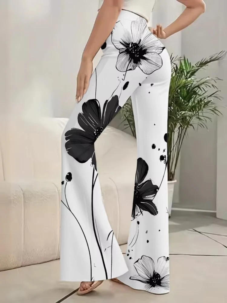 Y2K-style printed wide-leg pants for teenagers aged 7-16, suitable for street fashion outfits