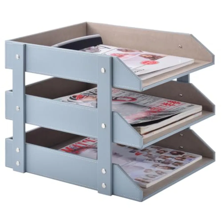 

Кожаный органайзер для стола, 3-слойный, многоуровневый лоток для хранения документов, папок, канцелярских принадлежностей, журналов, бумаги и прочего.