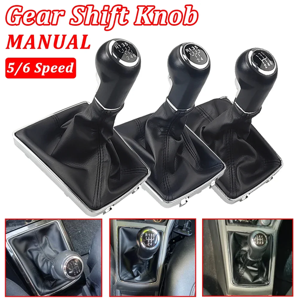 Car 5/6 Speed Gear Manual Shift Knob Lever With Leather Boot For OPEL ASTRA III H 1.6 VAUXHALL 2004-2010 Parking Handbrake Cove