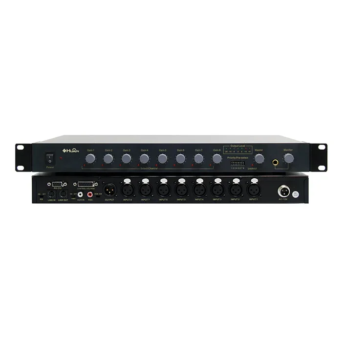 Professional 8 channel audio processing circuit Intelligent Mixer for Conference System