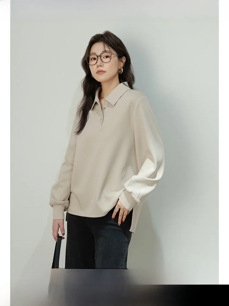 

Новая осенне-зимняя женская толстовка-худи Ang Bla Label из лиоцелла в корейском студенческом стиле, повседневная, универсальная, с воротником, прямого кроя