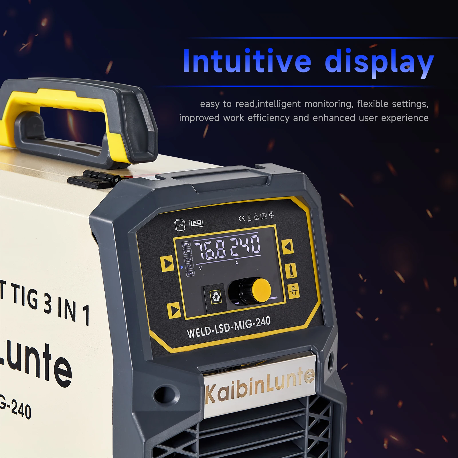 KaibinLunte 240Amp IGBT with dual voltage 110V/220V 3 in 1MIG/MMA/TIG gas shielded arc welding machine 