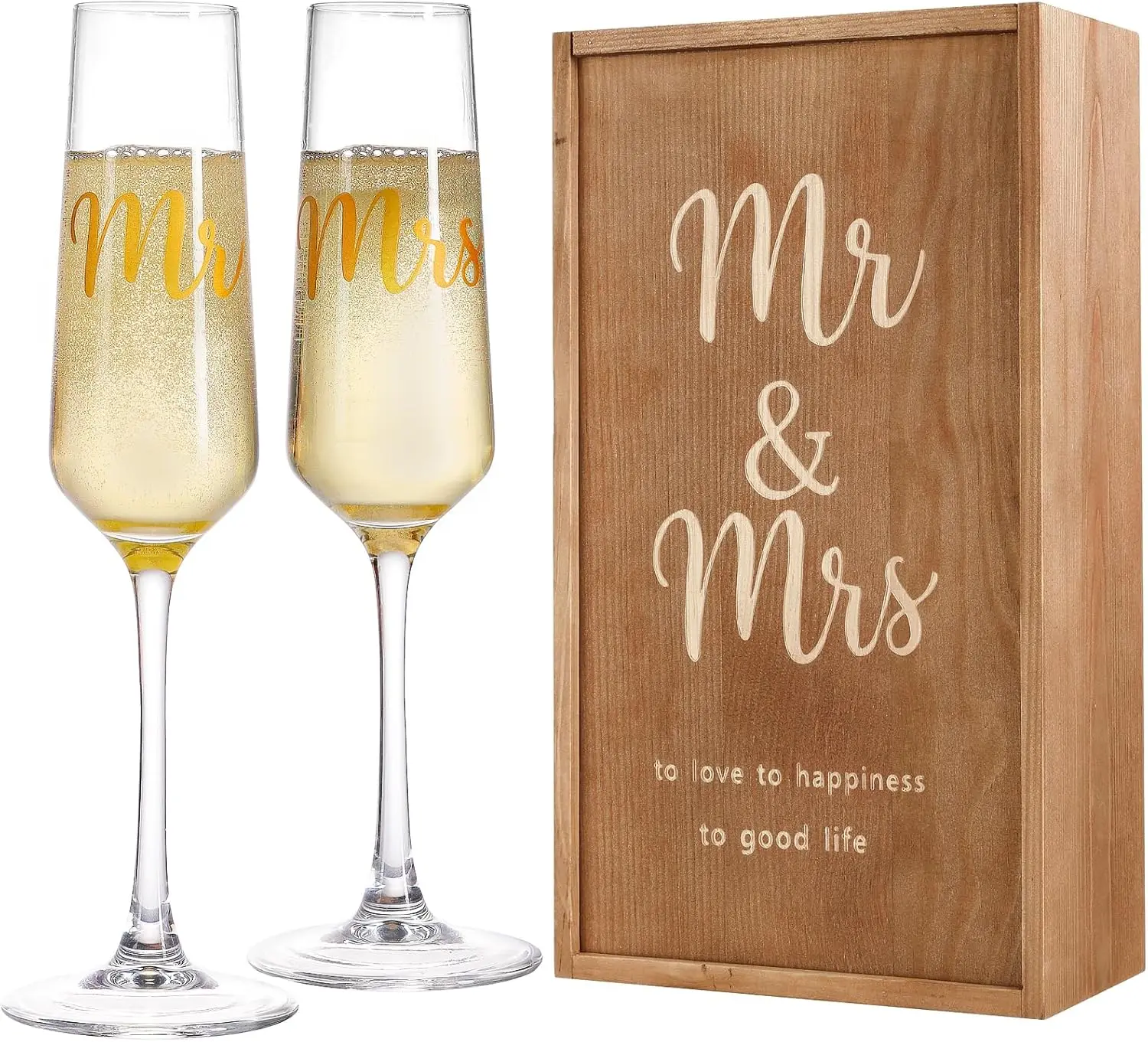

Wedding Champagne Flutes Set of 2, Elegant Glasses for Bride & Groom Gifts