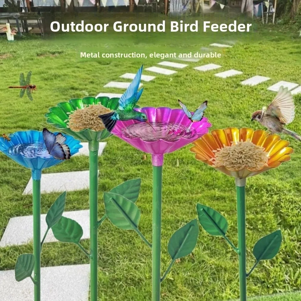 

2pcs Water Station Metal Bee Watering Cup Plug-in Waterproof Bee Water Feeder Rust proof Flower Design Bee Drinking Cups Balcony