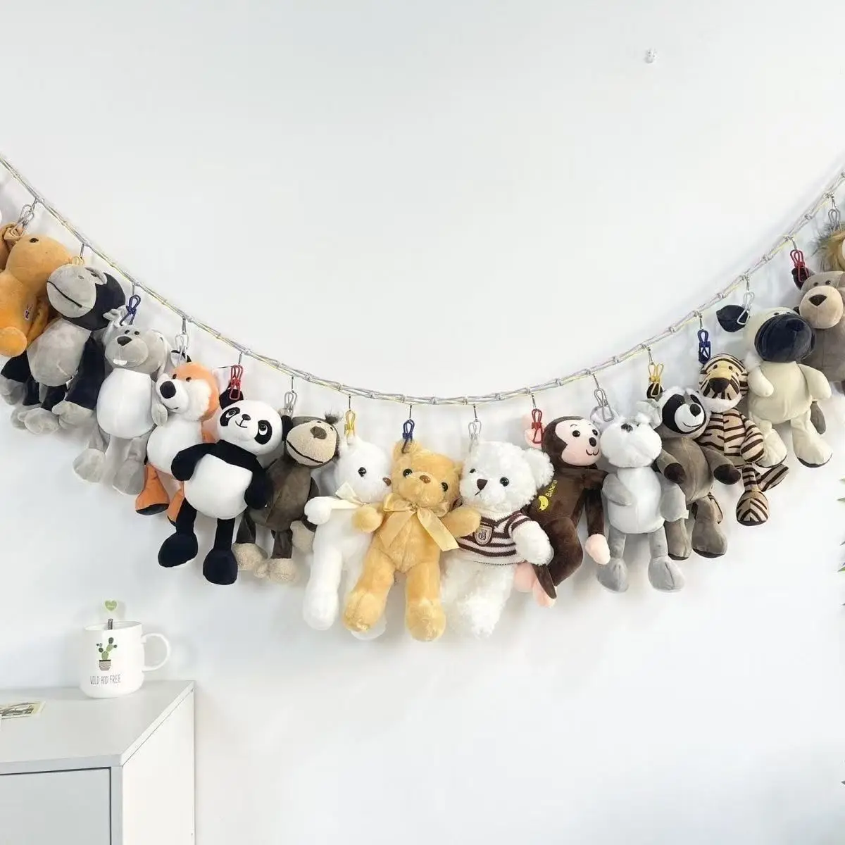 Multifunctional Cotton Stuffed Animal Storage Rack Hanging Chain Wall Mount Plush Doll Display Decor Portable Room Organizer