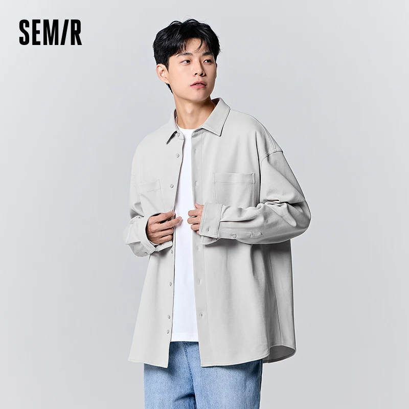 Semir Long-Sleeve Shirt Men Autumn Oversize Simple Solid Color Versatile Top Commuter Plus Size Men Wear