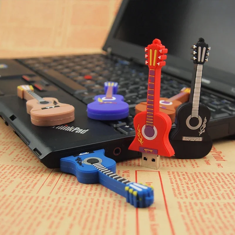 Musical Instrument Cartoon USB2.0 Flash Drive 64GB Cute Guitar Violin Memory Stick 128GB 32GB High Speed Pendrive 16GB 8GB Gift