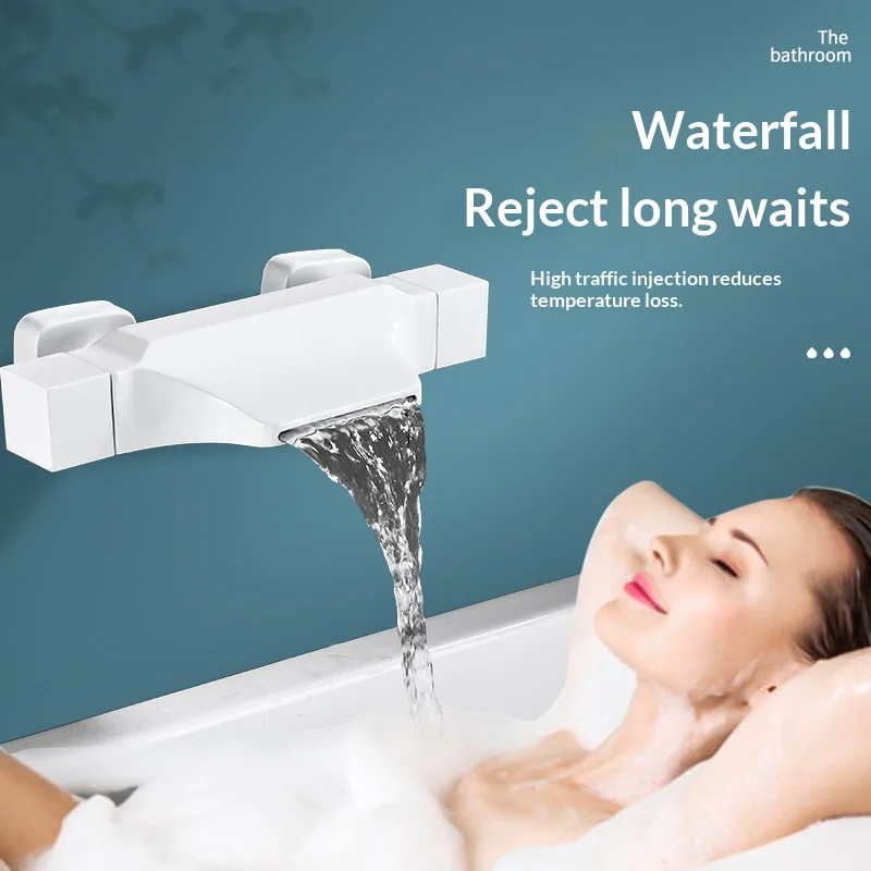 

Латунный черный водопадный смеситель для ванны, скрытый настенный смеситель для горячей и холодной воды с ободом