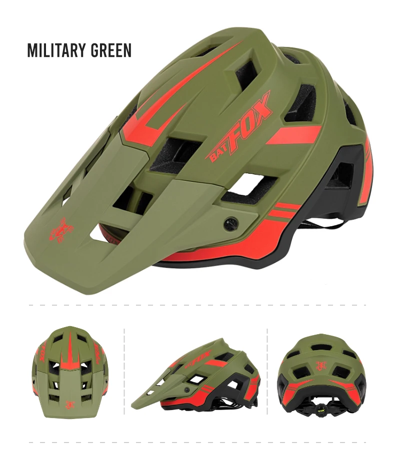 BATFOX Fahrradhelm Offroad Downhill Mountain Road Radfahren Sicherheitskappe Professionell Zertifiziert Herren Damen MTB Fahrradhelme – Detail 13