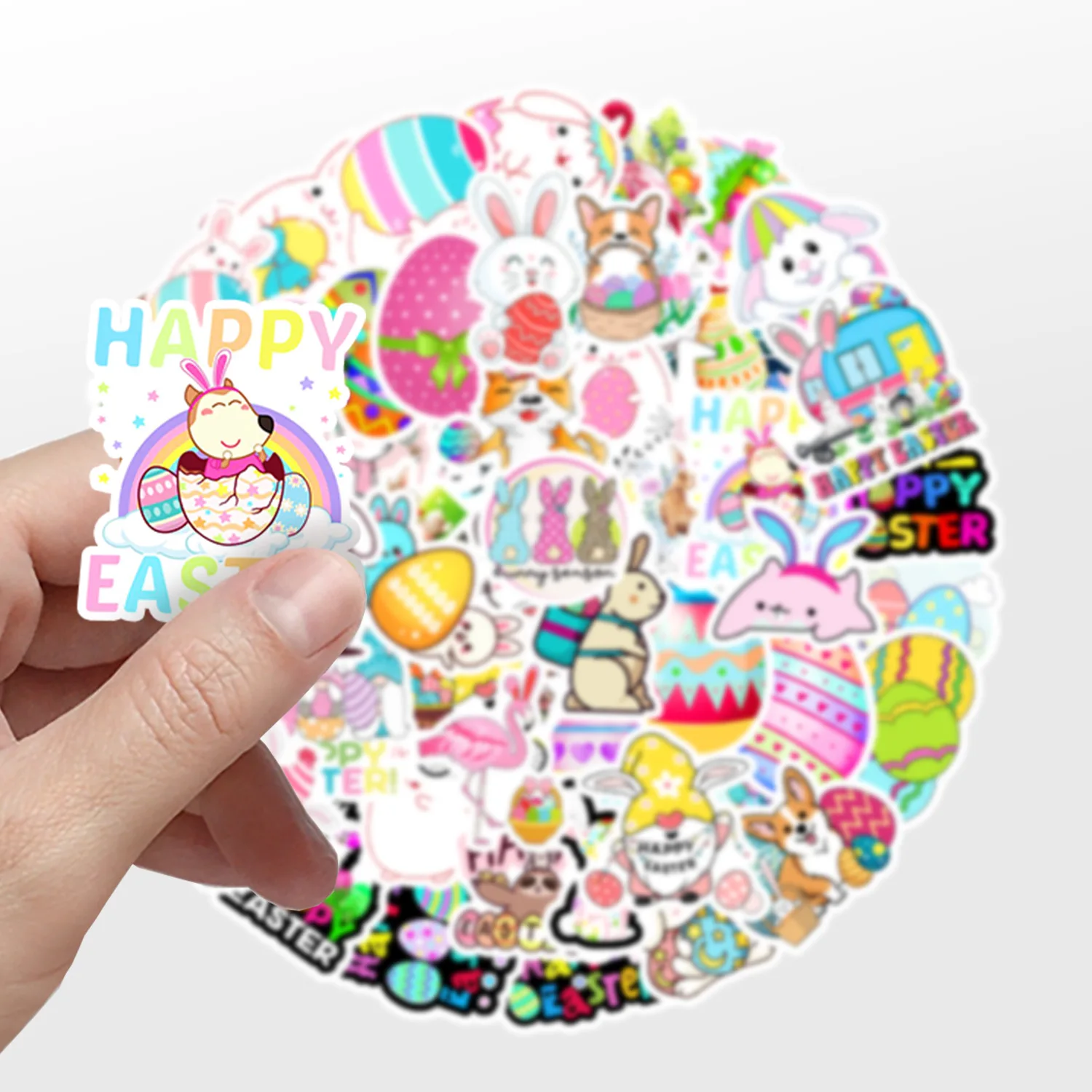 10/50PCS Easter Stickers Set Easter Bunny and Egg Diy Decoration Festival Decor Laptop Phone  Stationery Stickers Art Supplies