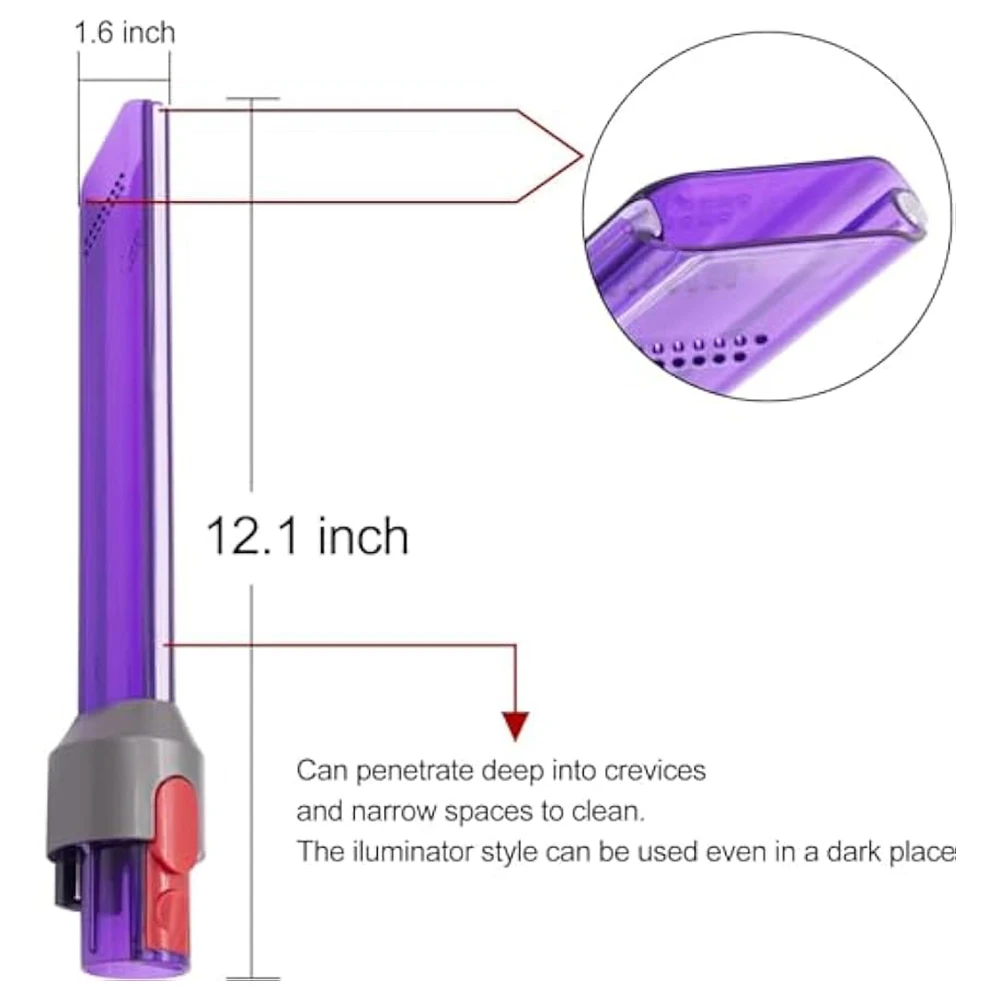 Pipe Crevice Cleaning Tool For Dyson V7 V8 V10 V11 V15 Vacuum Cleaner Replacement Parts Suction Gap Head With LED Light