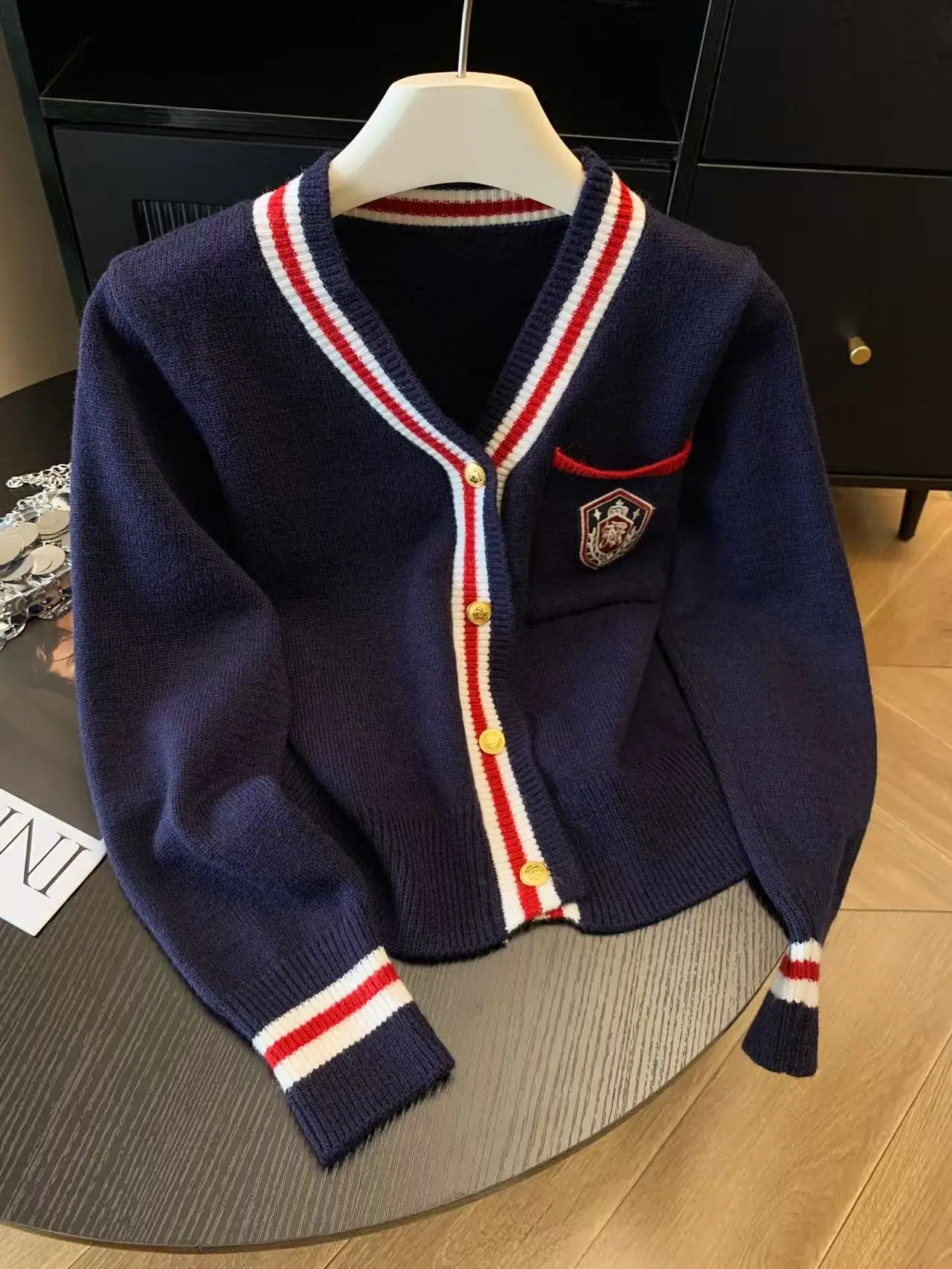 

2025 Winter Women Cardigan Sweater Preppy Style Knitwear Embroidery 2000s Aesthetic Thick V-neck Korean Fashion Warm Christmas
