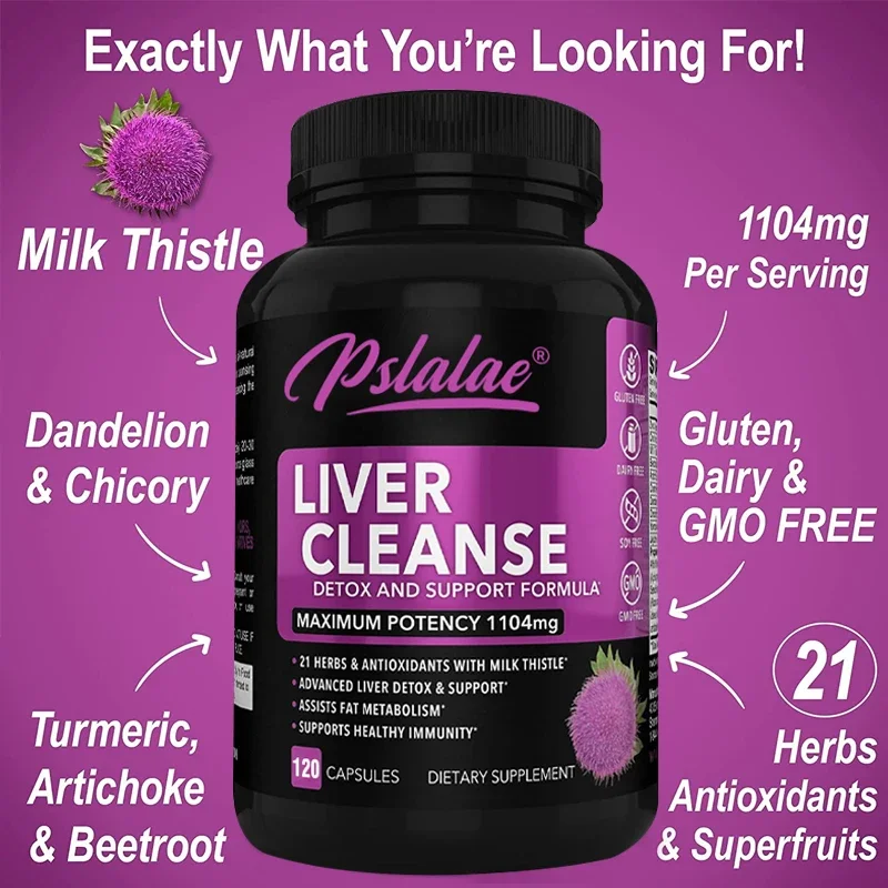 Liver Cleanse Detox Supplement - Contains Artichoke, Berberine, Turmeric, Aid Gallbladder Care Formula & Milk Thistle Dandelion