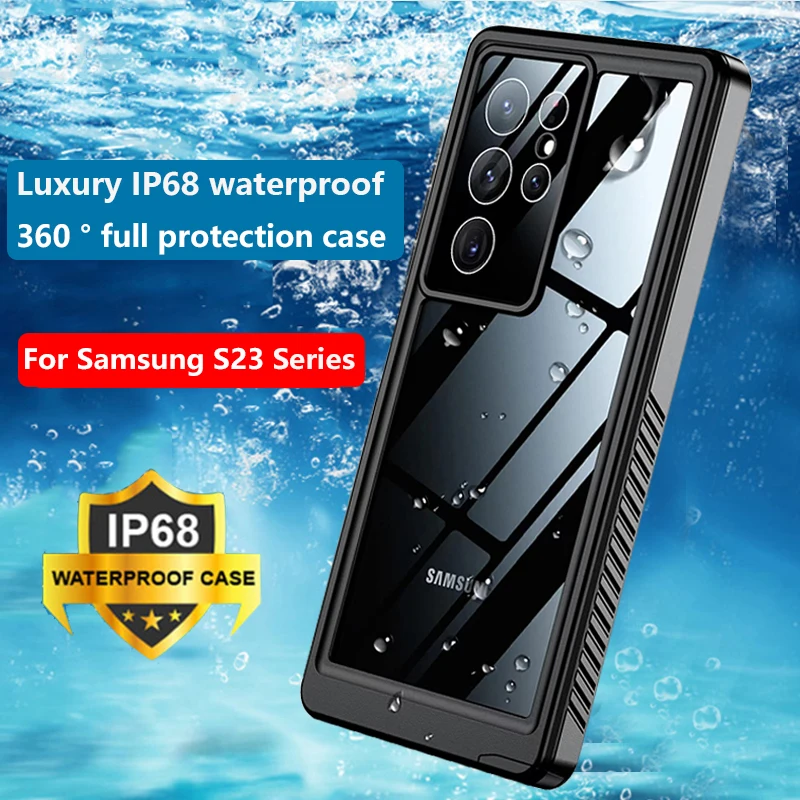 

Водонепроницаемый чехол для Samsung Galaxy S23 S22 S21 Ultra Plus, противоударный чехол с полной защитой экрана со встроенными линзами