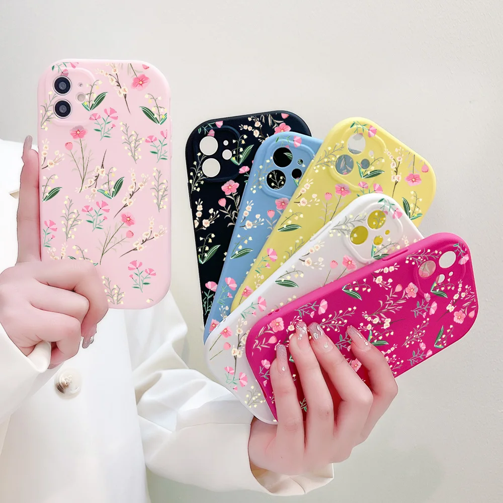 Flower Spike Shockproof Case For iPhone 13 Case iPhone 15 12 11 12 14 Pro XS Max 7 8 Plus X XR SE Fundas Candy Color Soft Cover