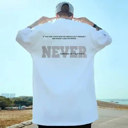 High Street Letter NEVER Printed Male T Shirt Summer Cotton Hip Hop Oversized T-shirt Casual Loose Y2K Short Sleeve Tee Tops