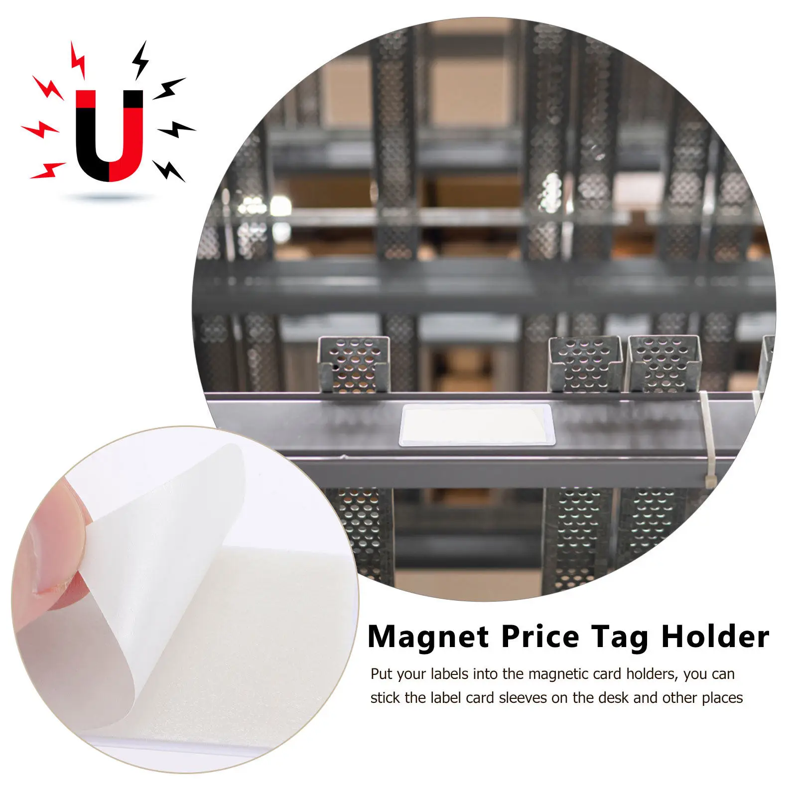 10Pcs Magnetic Label Card Holders Transparent Waterproof Magnetic Sign Holders for Office Desk School Label Storage