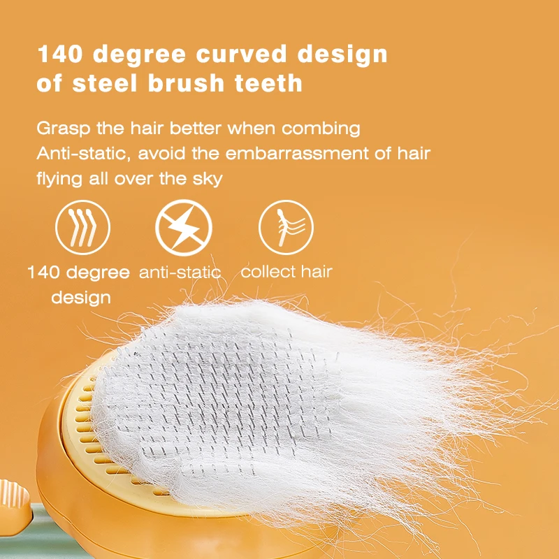 Pumpkin Pet Brush, Self Cleaning Slicker Brush for Shedding Dog Cat Grooming Comb Removes Loose Underlayers and Tangled Hair,