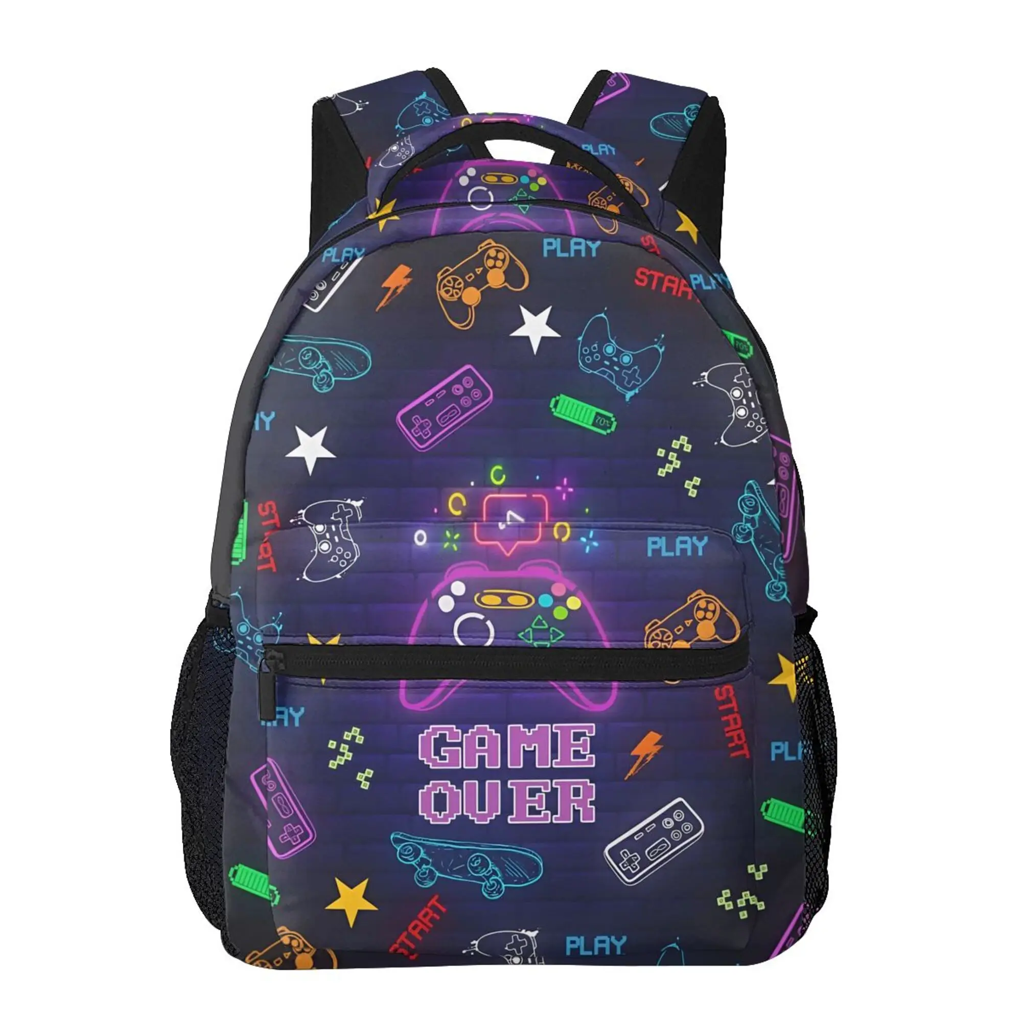 비디오 게임 컨트롤러 소년을위한 노트북 배낭 소녀 내구성 학교 컴퓨터 Bookbag 남여 여행 하이킹 캠핑 데이 팟