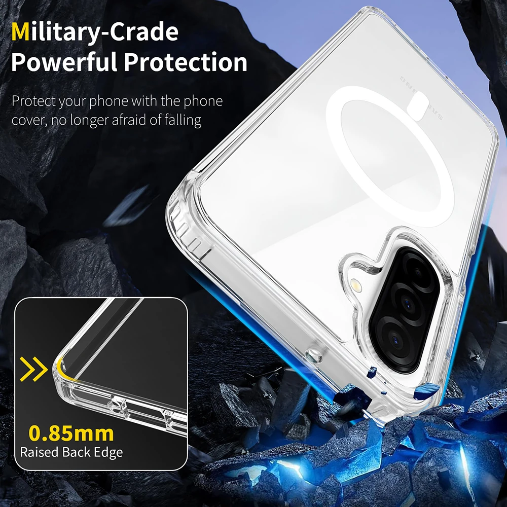Custodia magnetica Magsafe per Samsung A17 A56 A36 A26 A16 A06 A55 A35 A15 A54 4g 5g Cover rigida ibrida Trasparente antiurto Soft Shell