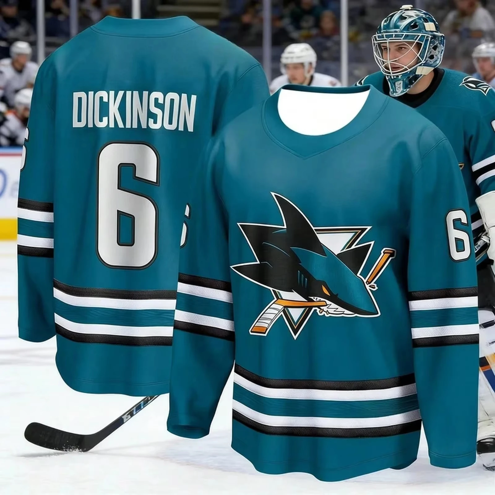 26 Men's V Neck Best-Selling Ice Hockey Training , Breathable and Drying Children's and Parental Clothing with 3D Print of Shark