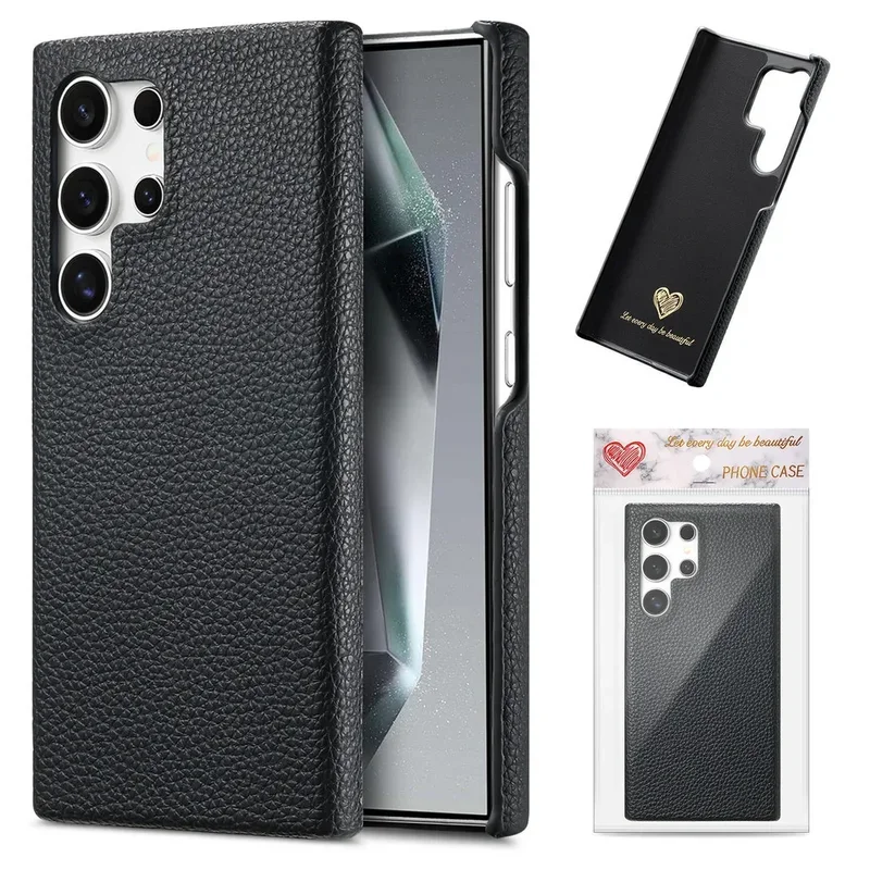 Luxury Premium Litchi Pattern PU Leather Case For Samsung Galaxy S26 Ultra S25 S24 Plus Skin-friendly Shockproof Protector Cover