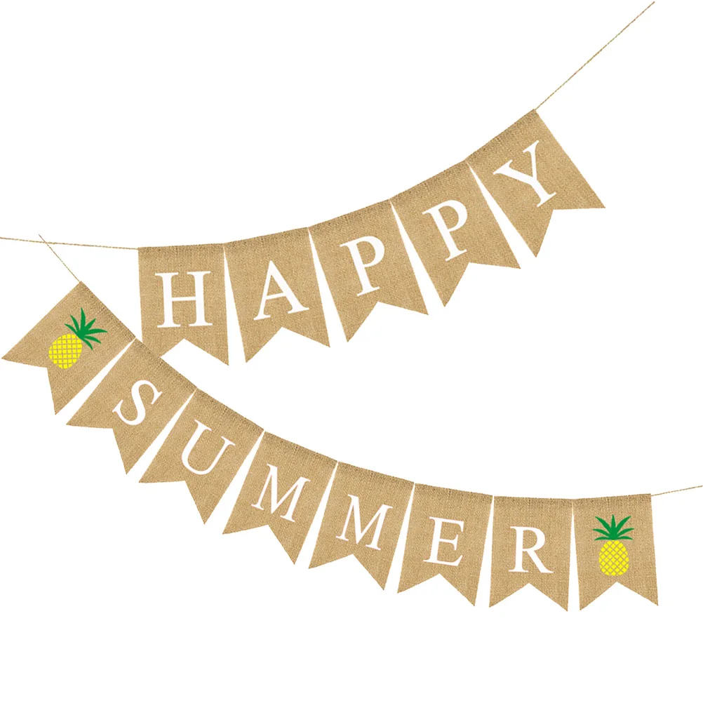 

1.2M Garland Hawaii Party Supplies Linen Dovetail Banner Summer Decoration Colorful Burlap Bunting Pineapple Party