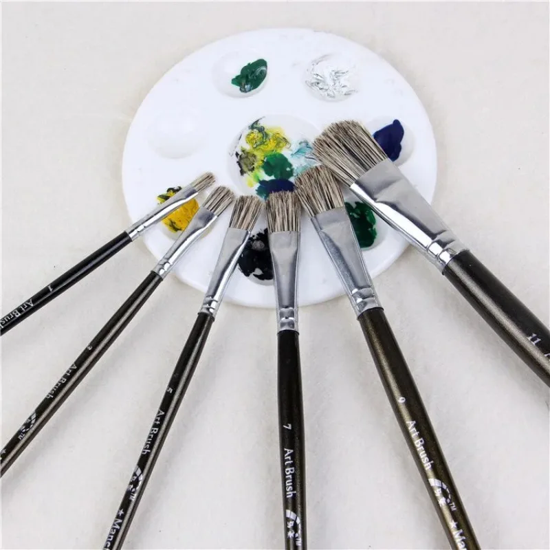 6pcs/Set,High Quality flower pig bristle tongue peak oil painting brush suit art supplies painting pen painting brush in paint