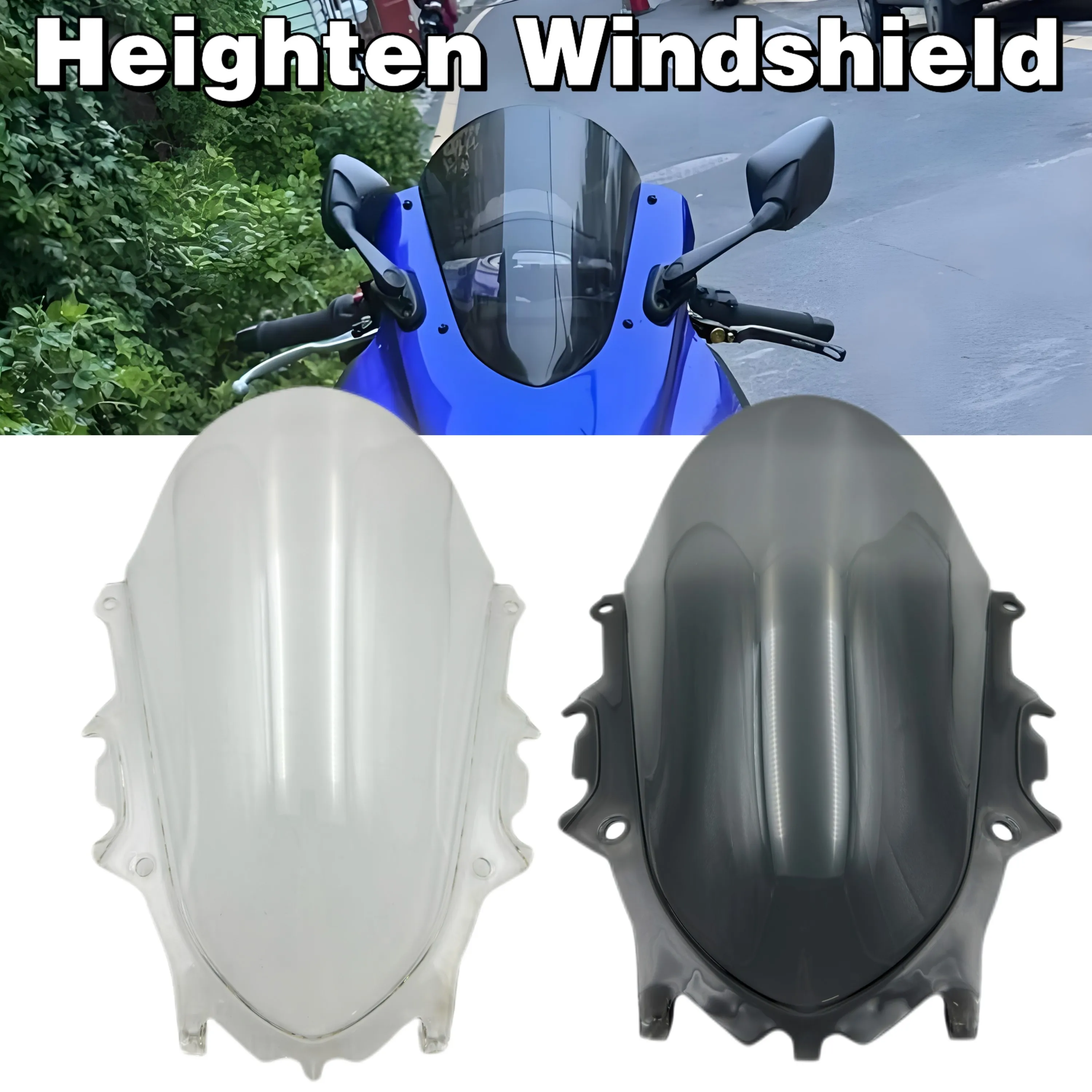 

YZF-R3 V2 YZF-R25 2019, 2020, 2021, 2023, 2024, 2025 Гусеничное лобовое стекло Переднее лобовое стекло с приподнятым лобовым стеклом