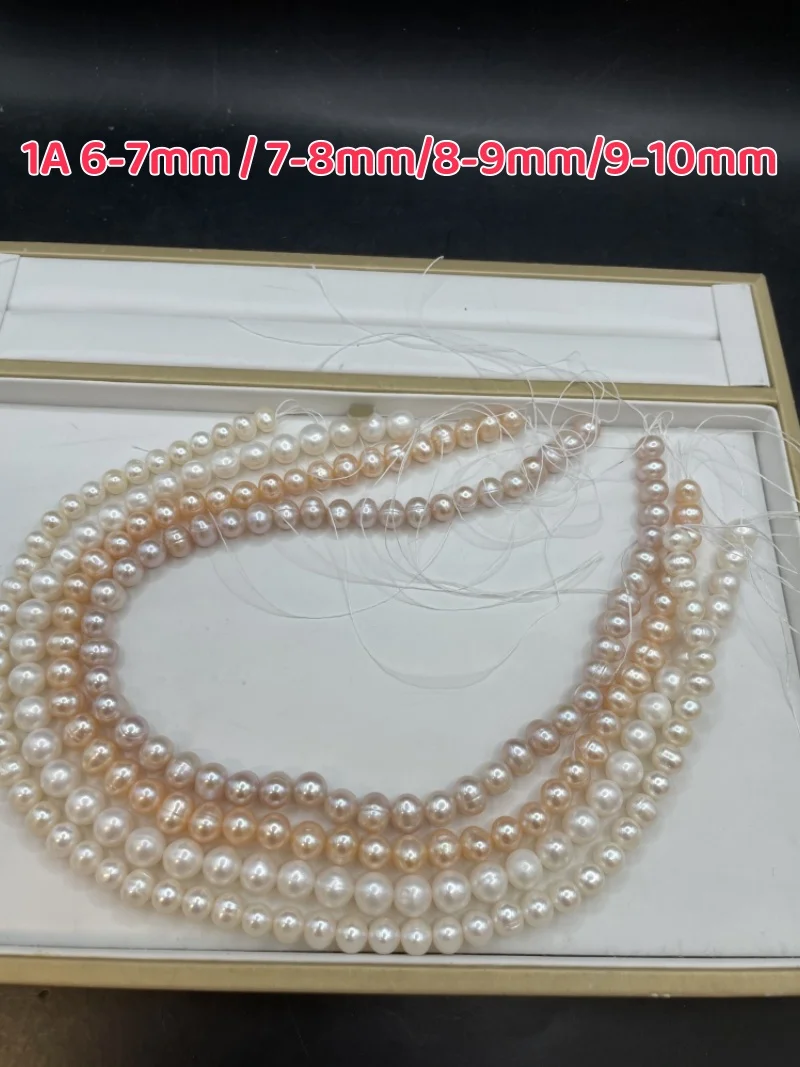 

A Natural Freshwater Pearl White Near Round Nucleated Pearls Spacer Beads for Jewelry Making DIY Necklace Bracelet Accessories