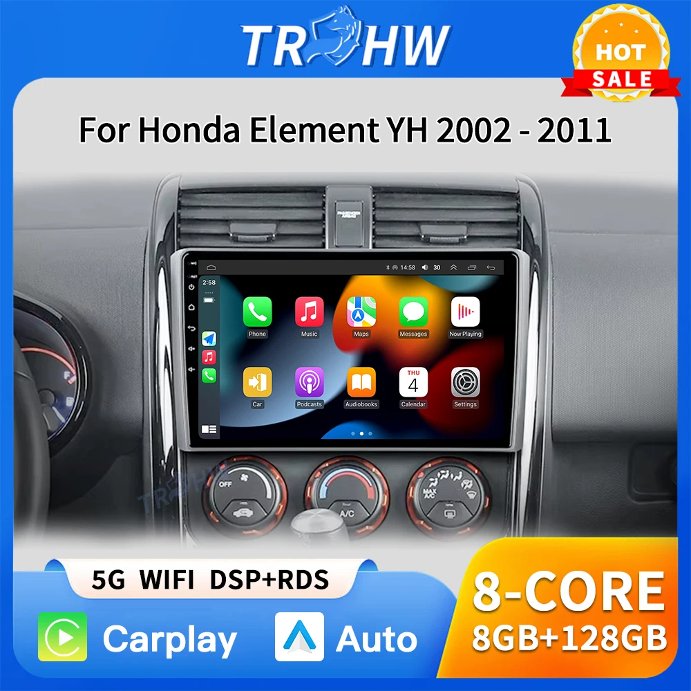 Radio Multimedia para Auto Android Auto para Honda Element YH 2002-2006, Reproductor de Video, GPS, Navegación, Carplay, QLED, BT, WIFI, Sin DVD 2din