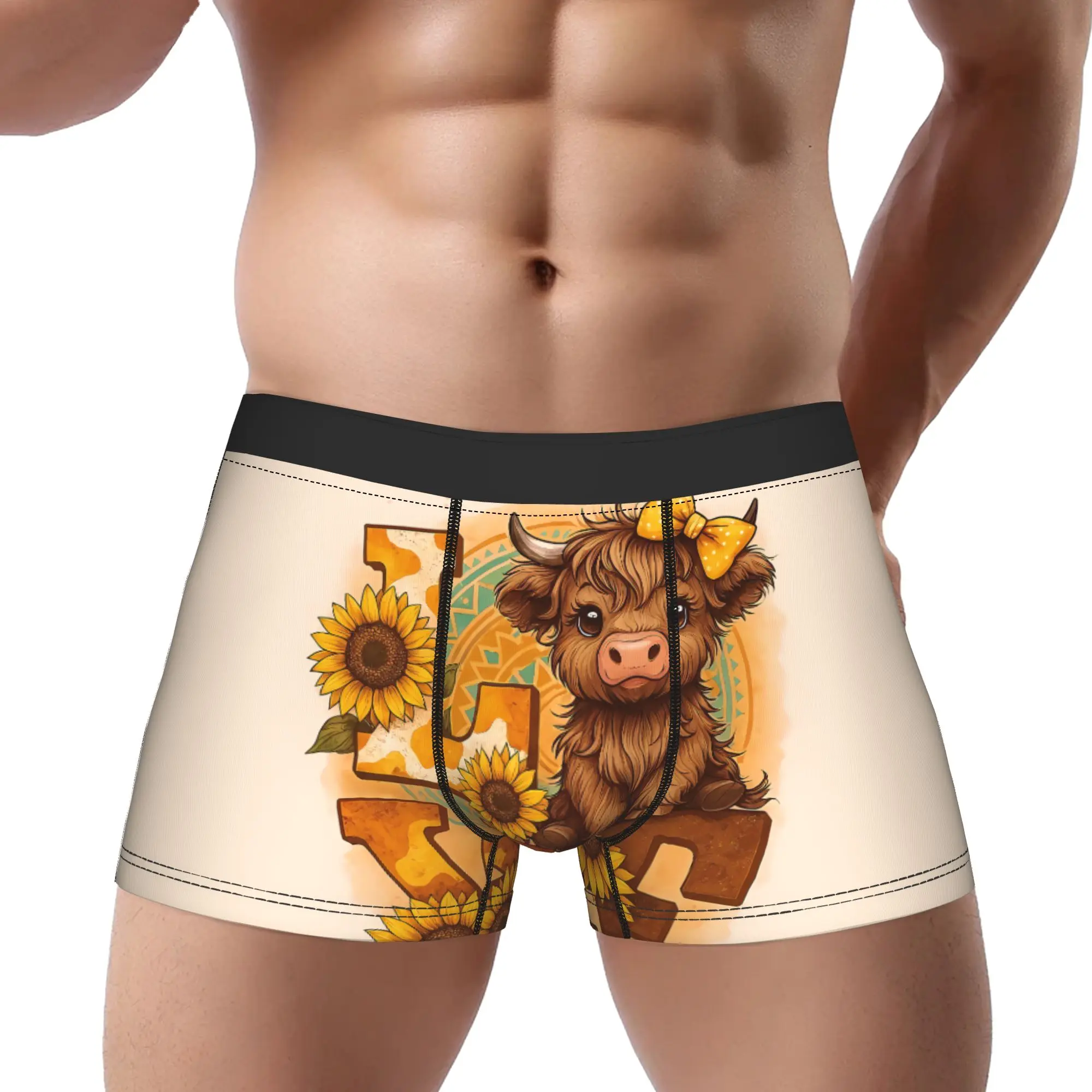 

Мужские трусы-боксеры LOVE Sunflower Highland Cattle из полиэстера с принтом