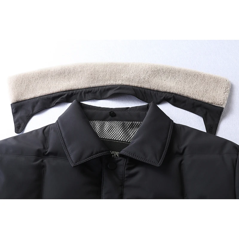 الشتاء رجال الأعمال سترات منتفخة غير رسمية رمادي أزرق أبيض بطة أسفل معطف أساسي الصوف رفض طوق ملابس خارجية حرارية الترفيه #6