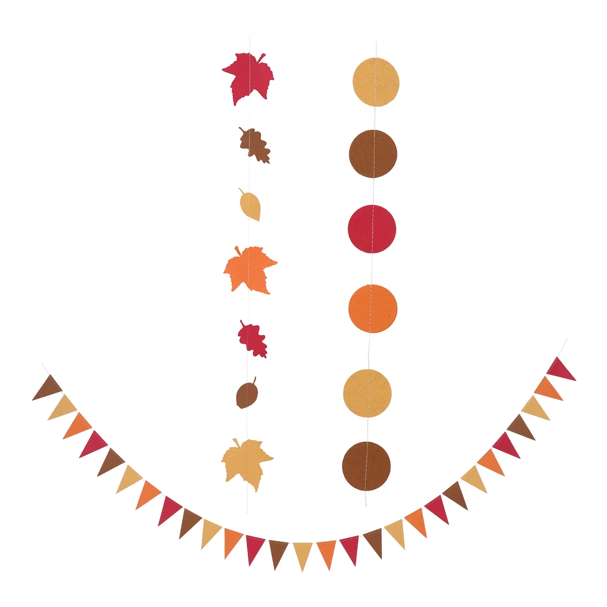 

3pcs Autumn Leaves Banner Hanging Decoration Paper Garland Triangle Fall Theme Colorful Party Outdoor Durability Sturdiness