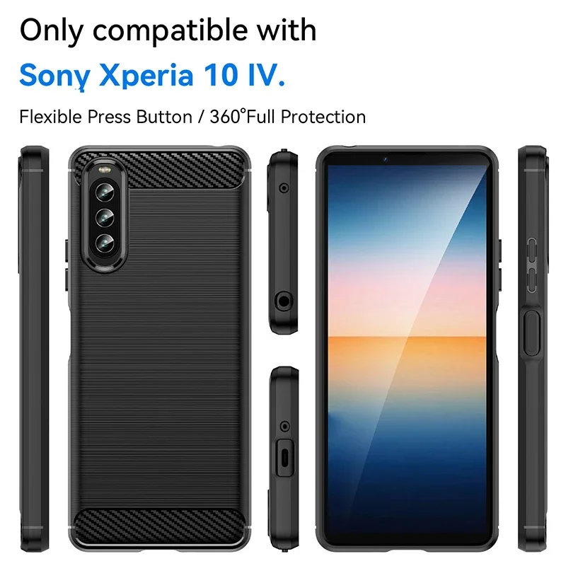 For Sony Xperia 1 V 10 IV 5 III Ace 2 3 Pro-I 5 8 10 PlusTPU Silicone Back Cover Brushed Carbon Fiber Texture Shockproof Case