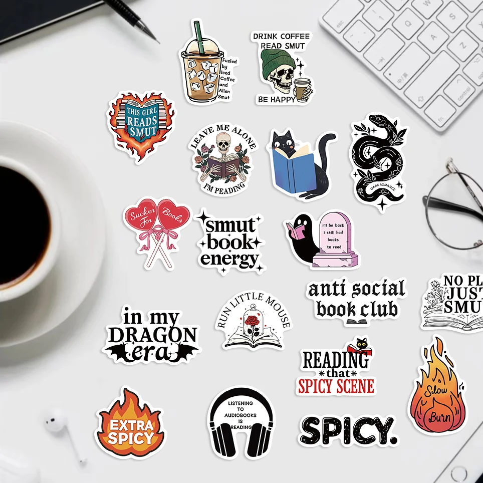 50PCS KindleSmutty Bookish Sticker Pack for Readers Adult Spicy Booktok Vinyl Decals for Laptop Ebook Reader Water Bottle  Water