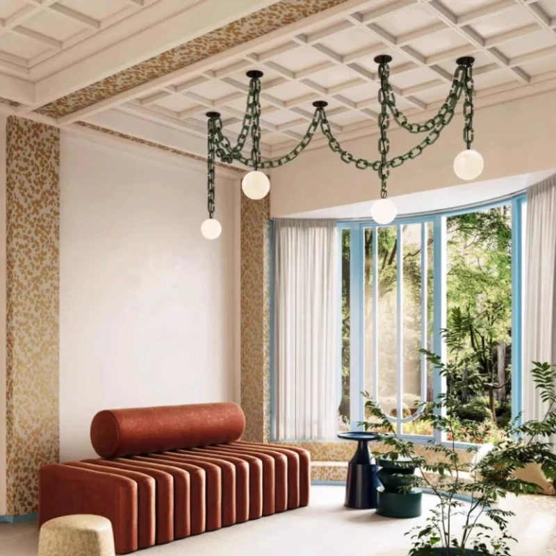 

Chain chandelier, living room dining room decorative lamp, traditional handmade glass chandelier lamp