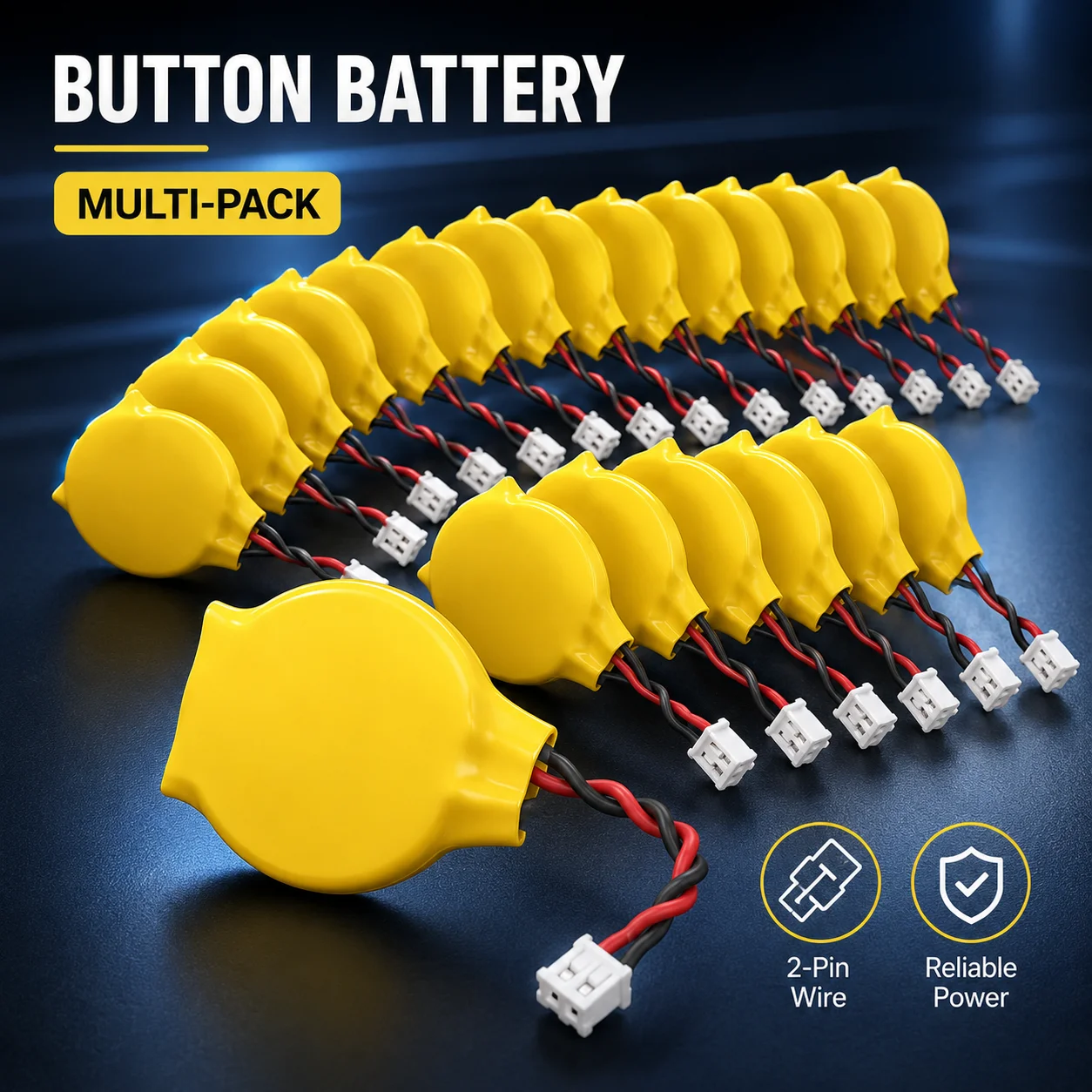 2-50Pcs CR2032 3V Lithium Battery With 2Pin 1.25mm Wire Connector For Laptop Motherboard BIOS CMOS Replacement