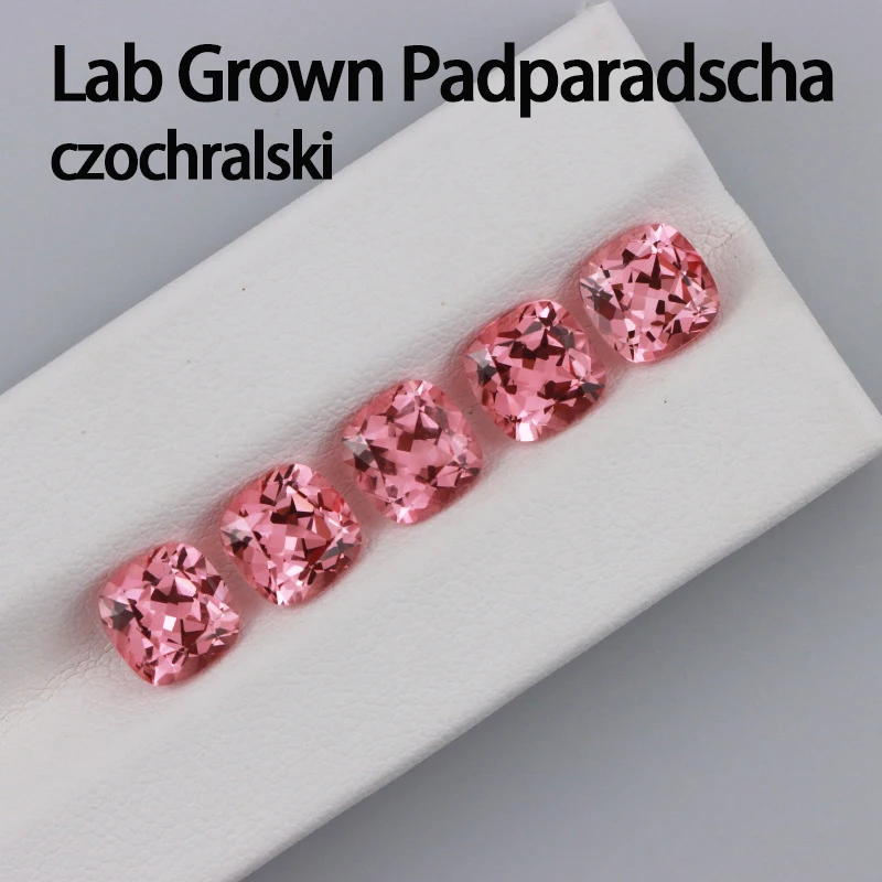 

Padparadscha Высокое качество, выращенный в лаборатории czochralski, камень, подушка, огранка, кольцо «сделай сам», ожерелье, серьги, сертификат основных материалов