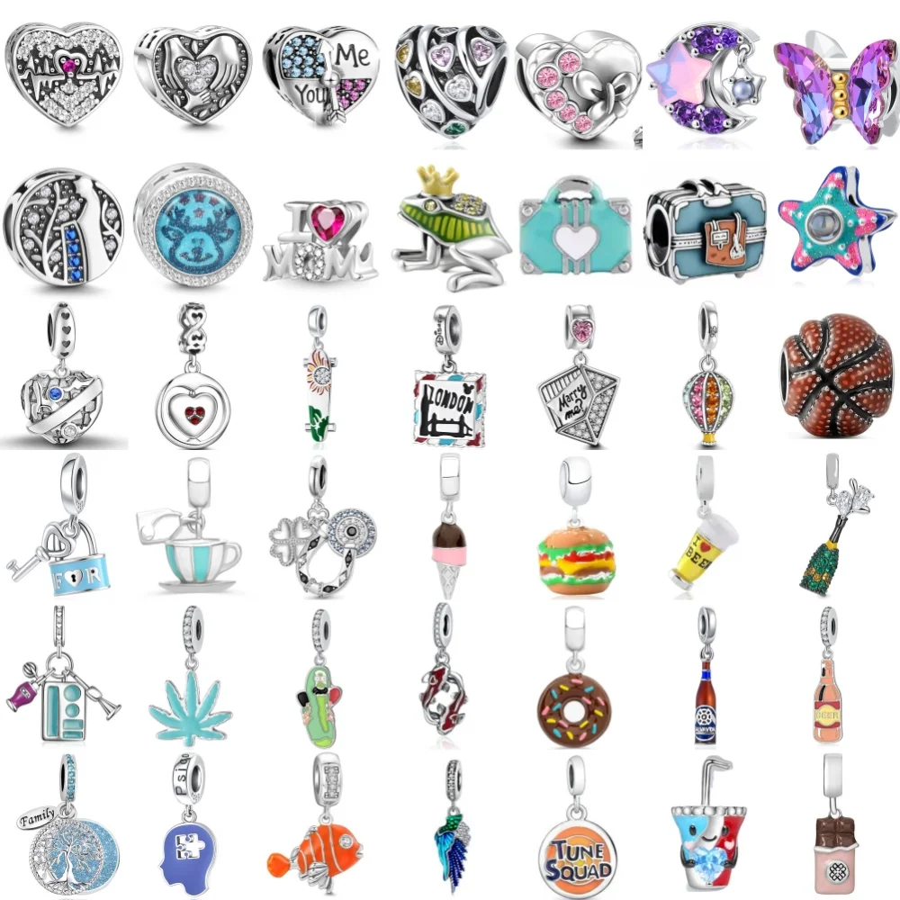 

New 925Silver Crystal Moon Butterfly Bead Burger,Ice Cream Pendant,Suitable for European Original Bracelet DIY Exquisite Jewelry