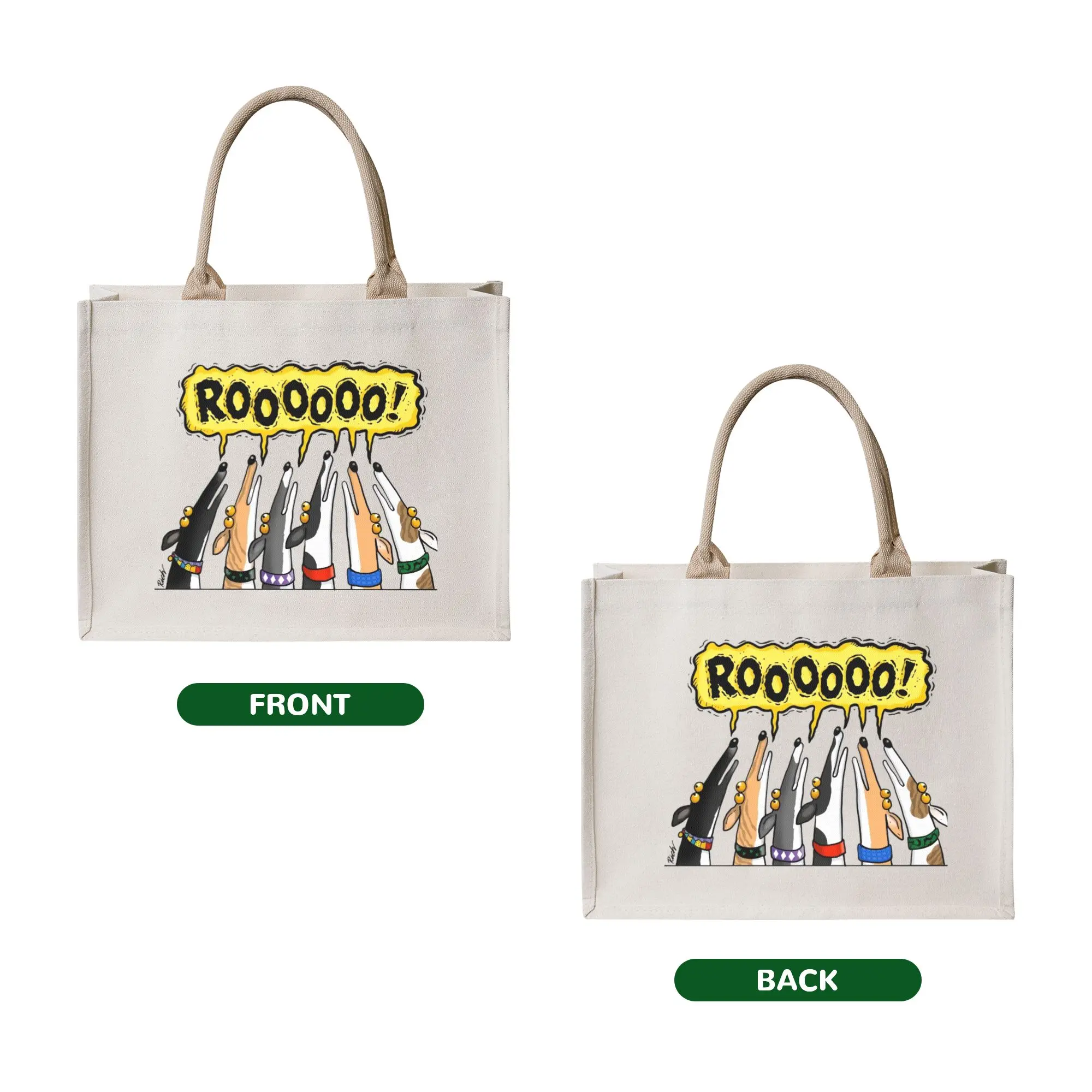 Roooooo Dog Greyhound  Grocery Tote Shopping Bag Women Fashion Italian Whippet  Shopper Shoulder Bag Large Capacity Handbags