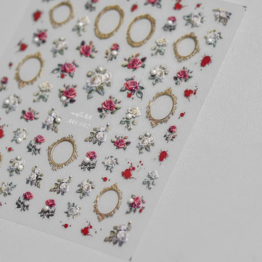 ネイルアート用粘着ステッカー,DIYステッカー,赤,ピンク,パール,カワイイ,春,ピンクの花,装飾アクセサリー,5d,日本製,1個